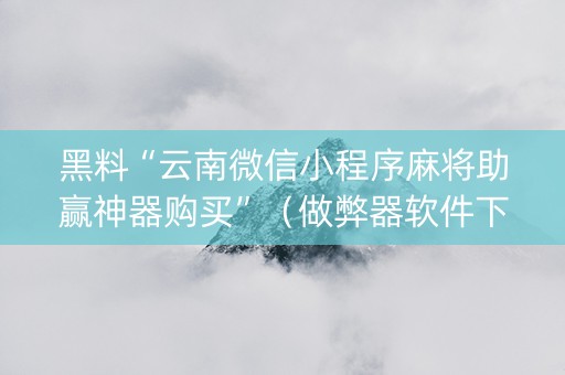 黑料“云南微信小程序麻将助赢神器购买”（做弊器软件下载)