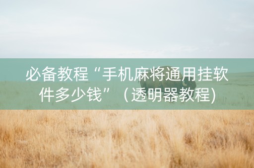 必备教程“手机麻将通用挂软件多少钱”（透明器教程)
