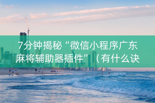 7分钟揭秘“微信小程序广东麻将辅助器插件”（有什么诀窍)