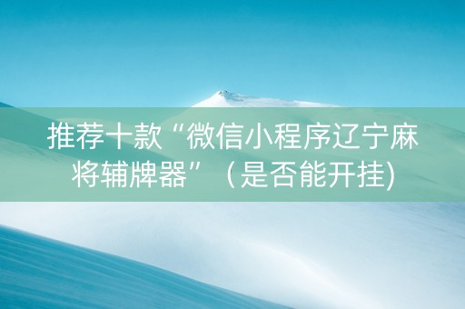 推荐十款“微信小程序辽宁麻将辅牌器”（是否能开挂)