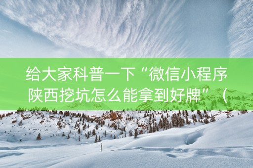 给大家科普一下“微信小程序陕西挖坑怎么能拿到好牌”（辅助软件)