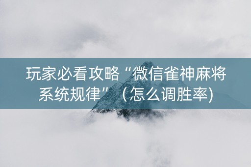 玩家必看攻略“微信雀神麻将系统规律”（怎么调胜率)