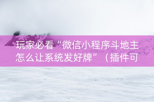 玩家必看“微信小程序斗地主怎么让系统发好牌”（插件可信吗)