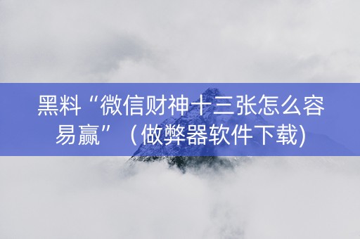 黑料“微信财神十三张怎么容易赢”（做弊器软件下载)