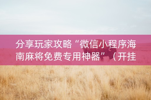 分享玩家攻略“微信小程序海南麻将免费专用神器”（开挂辅助器插件)