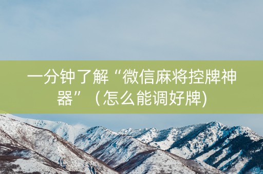 一分钟了解“微信麻将控牌神器”（怎么能调好牌)
