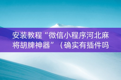 安装教程“微信小程序河北麻将胡牌神器”（确实有插件吗)