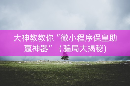 大神教教你“微小程序保皇助赢神器”（骗局大揭秘)