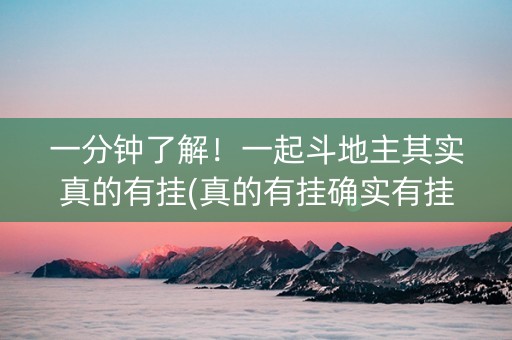 一分钟了解！一起斗地主其实真的有挂(真的有挂确实有挂)