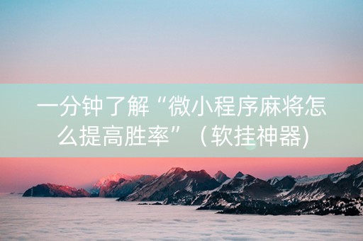 一分钟了解“微小程序麻将怎么提高胜率”（软挂神器)