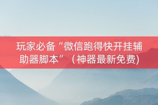 玩家必备“微信跑得快开挂辅助器脚本”（神器最新免费)