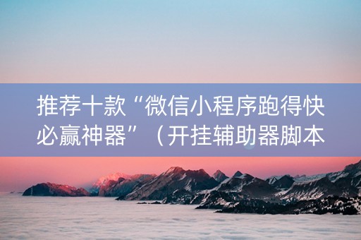 推荐十款“微信小程序跑得快必赢神器”（开挂辅助器脚本)