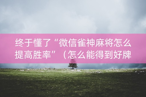终于懂了“微信雀神麻将怎么提高胜率”（怎么能得到好牌)
