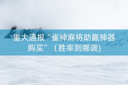 重大通报“雀神麻将助赢神器购买”（胜率到哪调)