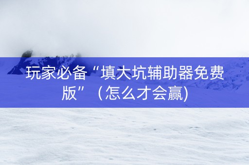 玩家必备“填大坑辅助器免费版”（怎么才会赢)