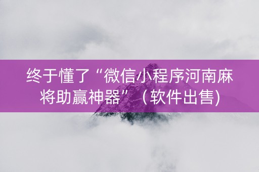 终于懂了“微信小程序河南麻将助赢神器”（软件出售)