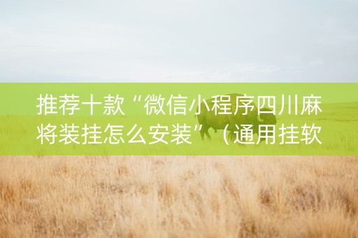 推荐十款“微信小程序四川麻将装挂怎么安装”（通用挂软件多少钱)