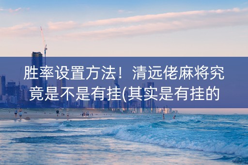 胜率设置方法！清远佬麻将究竟是不是有挂(其实是有挂的)
