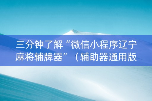 三分钟了解“微信小程序辽宁麻将辅牌器”（辅助器通用版)