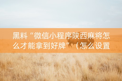 黑料“微信小程序陕西麻将怎么才能拿到好牌”（怎么设置能有好牌)