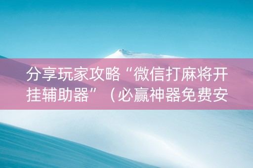 分享玩家攻略“微信打麻将开挂辅助器”（必赢神器免费安装)