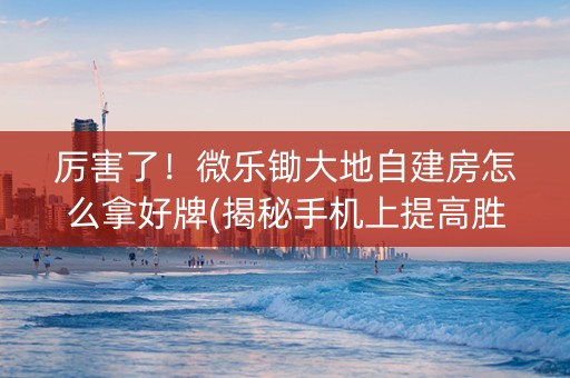 厉害了！微乐锄大地自建房怎么拿好牌(揭秘手机上提高胜率)