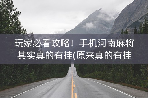 玩家必看攻略！手机河南麻将其实真的有挂(原来真的有挂)