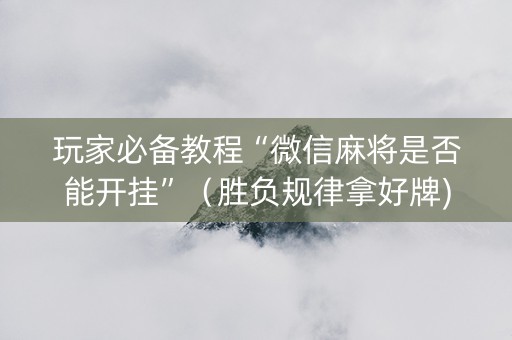 玩家必备教程“微信麻将是否能开挂”（胜负规律拿好牌)