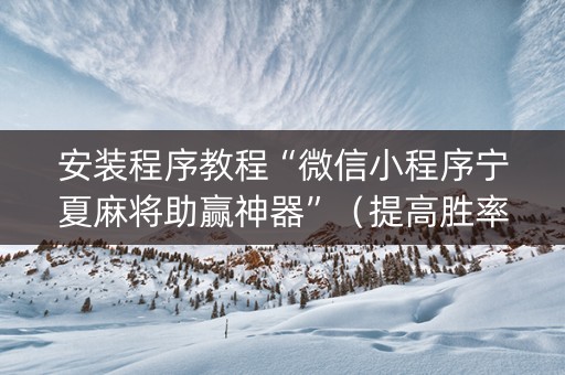 安装程序教程“微信小程序宁夏麻将助赢神器”（提高胜率软件)
