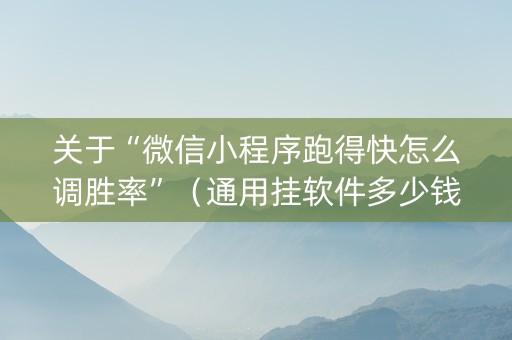 关于“微信小程序跑得快怎么调胜率”（通用挂软件多少钱)