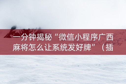 一分钟揭秘“微信小程序广西麻将怎么让系统发好牌”（插件可信吗)