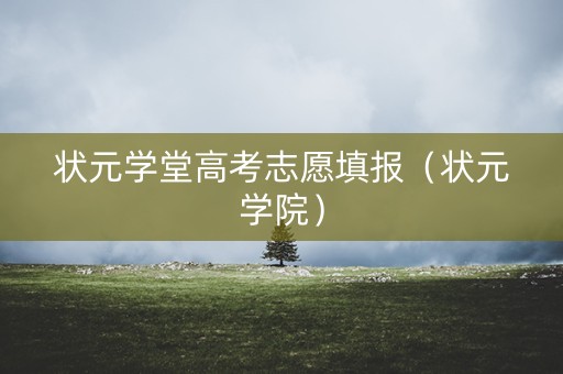 状元学堂高考志愿填报（状元学院）