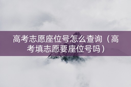 高考志愿座位号怎么查询（高考填志愿要座位号吗）