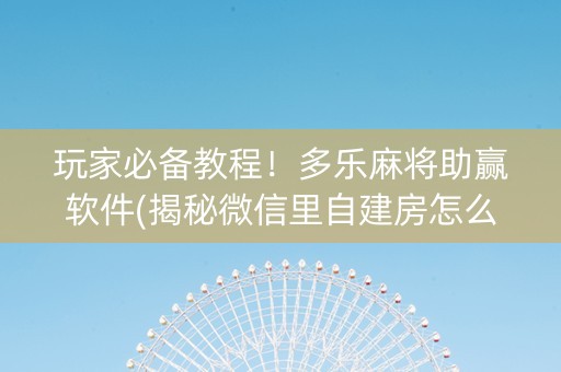 玩家必备教程！多乐麻将助赢软件(揭秘微信里自建房怎么赢)