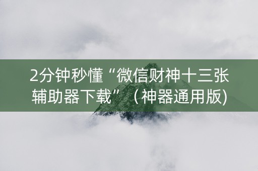 2分钟秒懂“微信财神十三张辅助器下载”（神器通用版)
