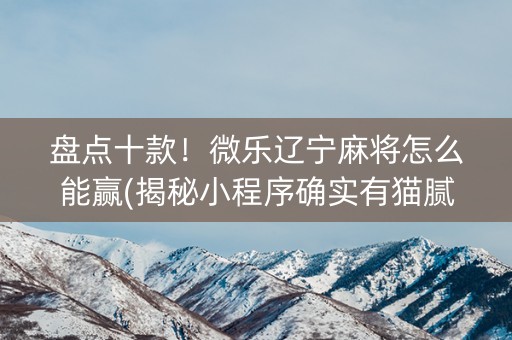 盘点十款！微乐辽宁麻将怎么能赢(揭秘小程序确实有猫腻)