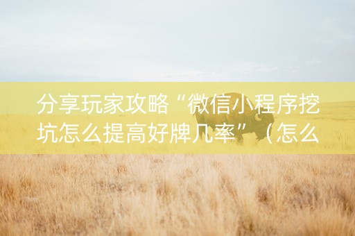 分享玩家攻略“微信小程序挖坑怎么提高好牌几率”（怎么设置才能赢)