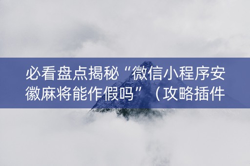 必看盘点揭秘“微信小程序安徽麻将能作假吗”（攻略插件)