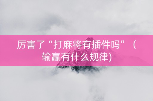 厉害了“打麻将有插件吗”（输赢有什么规律)