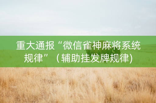 重大通报“微信雀神麻将系统规律”（辅助挂发牌规律)