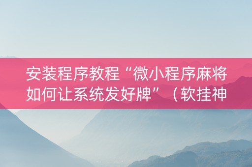 安装程序教程“微小程序麻将如何让系统发好牌”（软挂神器)