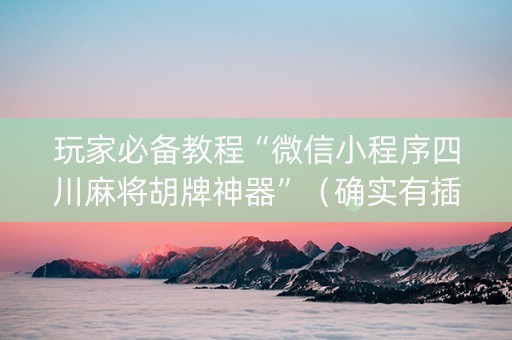玩家必备教程“微信小程序四川麻将胡牌神器”（确实有插件吗)