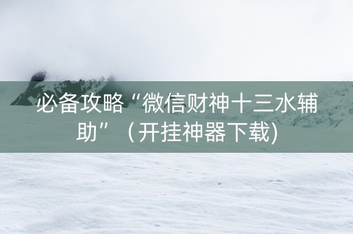 必备攻略“微信财神十三水辅助”（开挂神器下载)