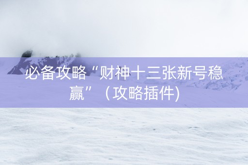 必备攻略“财神十三张新号稳赢”（攻略插件)