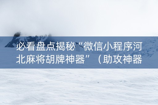 必看盘点揭秘“微信小程序河北麻将胡牌神器”（助攻神器)