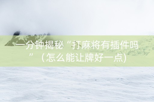 一分钟揭秘“打麻将有插件吗”（怎么能让牌好一点)