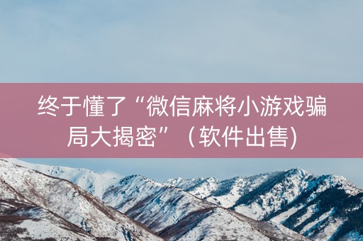 终于懂了“微信麻将小游戏骗局大揭密”（软件出售)