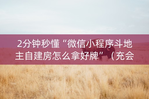 2分钟秒懂“微信小程序斗地主自建房怎么拿好牌”（充会员胜率高)