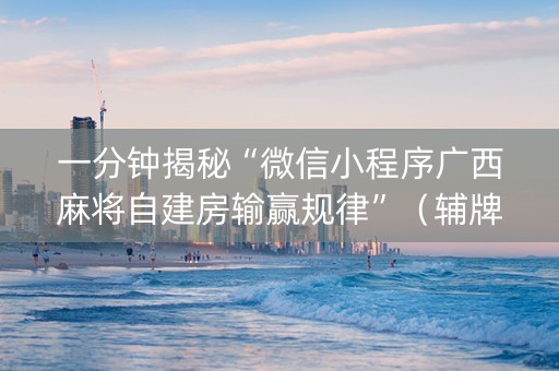 一分钟揭秘“微信小程序广西麻将自建房输赢规律”（辅牌器插件购买)