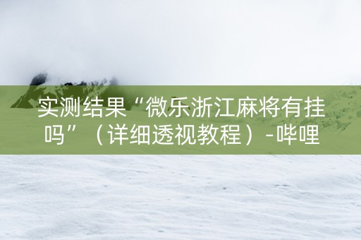 实测结果“微乐浙江麻将有挂吗”（详细透视教程）-哔哩哔哩